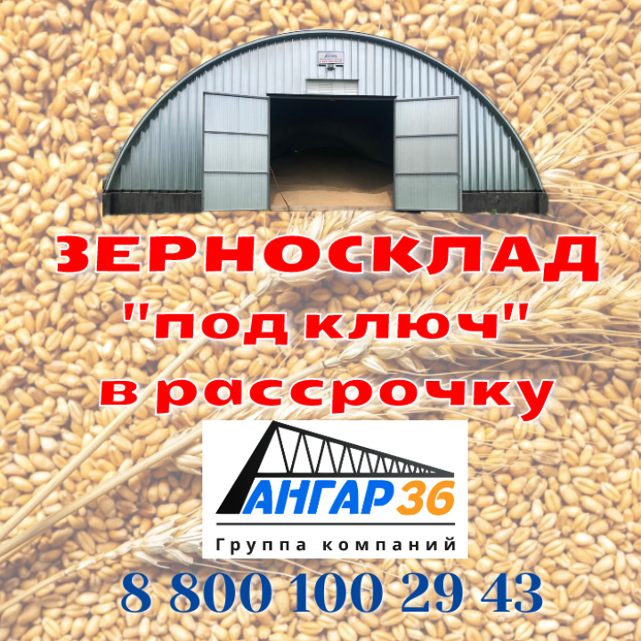 Зерносклад напольного типа в арочном бескаркасном ангаре: Современное и выгодное решение для аграриев Калужской области от АНГАР36, ГК "Ангар 36"
