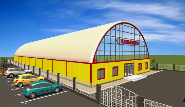 Строительство арочного ангара под продажу строительных магазинов Серпухов цена, ГК "Ангар 36"