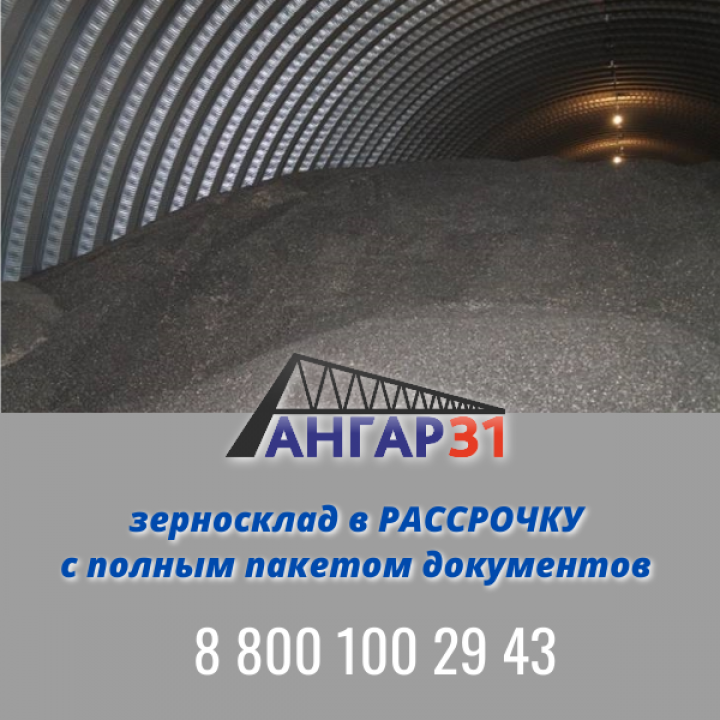 Хранение семечки в арочном бескаркасном ангаре в Тульской области: максимум сохранности при минимуме затрат от АНГАР36, ГК "Ангар 36"