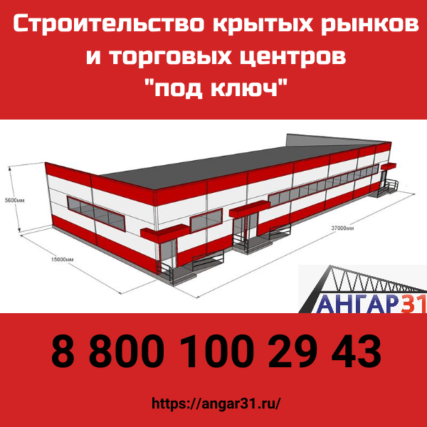 Торговые центры и магазины, цена строительства в Курской области, ГК "Ангар 36"